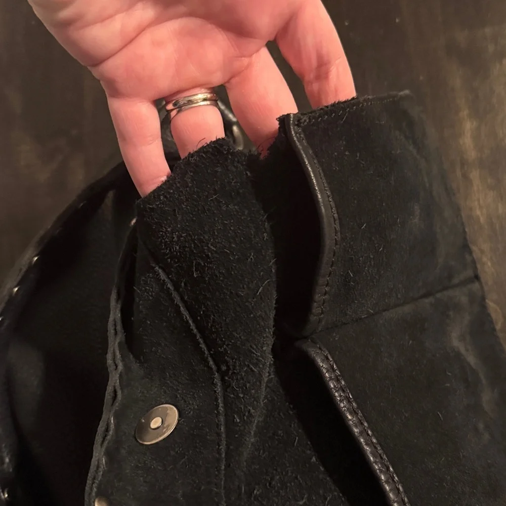 Frye Black Nikki Studded Pebbled Leather Hobo Shoulder Bag